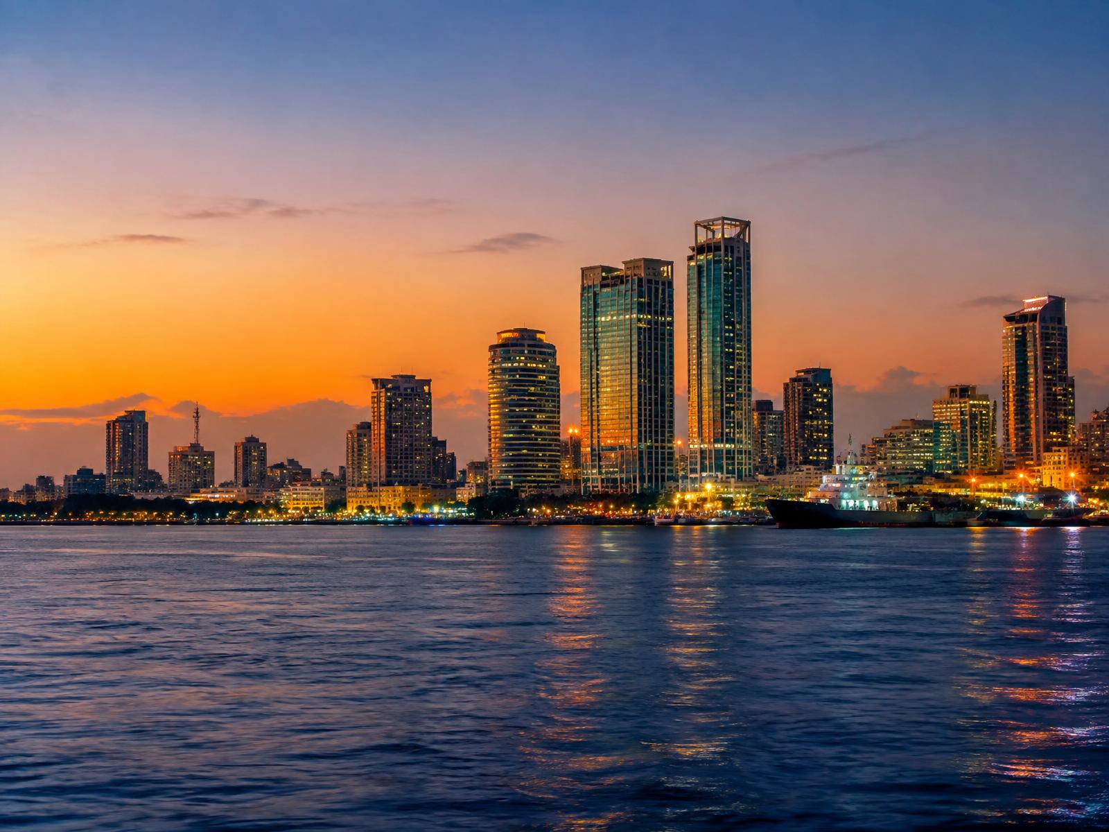 Dar es Salaam skyline at dusk